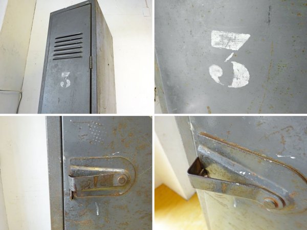 US ビンテージ シングルドア クロッシングロッカー Single door Locker ルーバーカット 米国 Vintage ★
