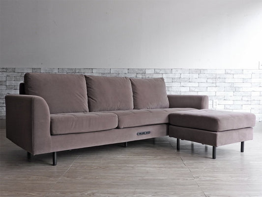 ジャーナルスタンダードファニチャー journal standard furniture PSF カウチソファ COUCH SOFA VELVET05 3人掛けソファ オットマン コンセント付属 ●