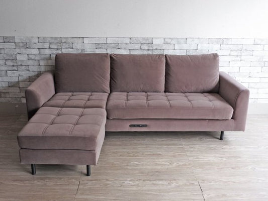 ジャーナルスタンダードファニチャー journal standard furniture PSF カウチソファ COUCH SOFA VELVET05 3人掛けソファ オットマン コンセント付属 ●