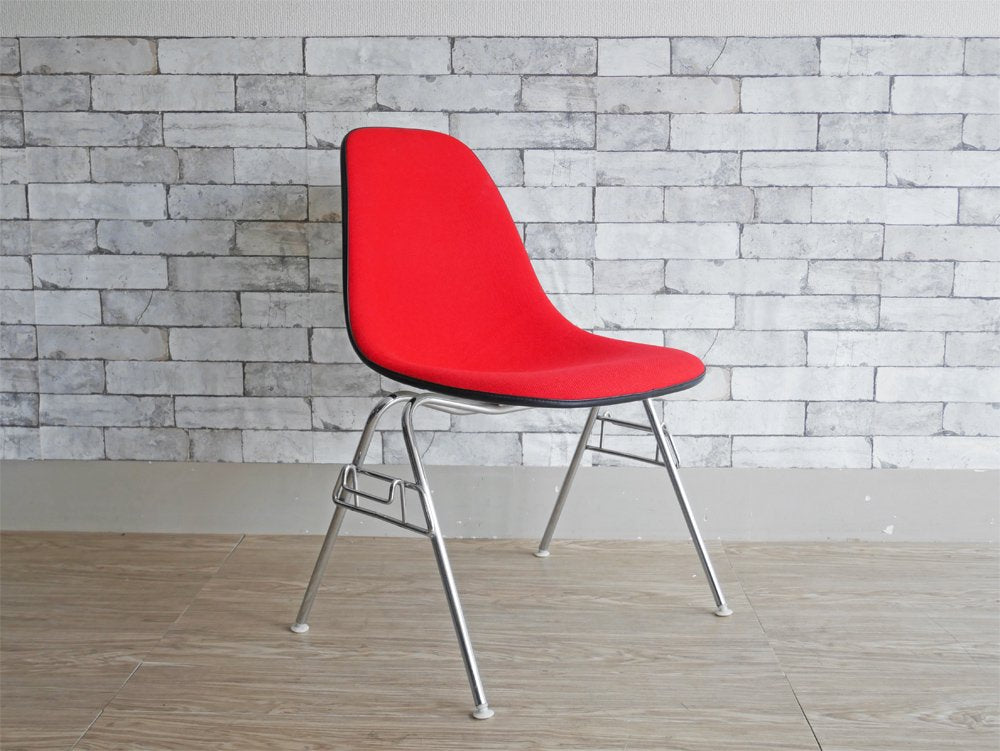 ハーマンミラー Herman Miller ビンテージ サイドシェルチェア スタッキングベース DSS ナローマウント ジラルド生地 Hopsak レッド M.F.S製 イームズ A ●