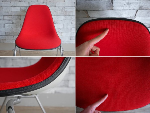 ハーマンミラー Herman Miller ビンテージ サイドシェルチェア スタッキングベース DSS ナローマウント ジラルド生地 Hopsak レッド M.F.S製 イームズ A ●