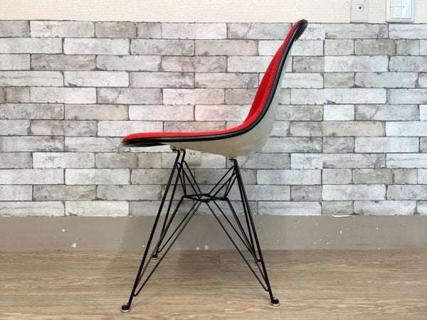 ハーマンミラー Herman Miller ビンテージ サイドシェルチェア エッフェルベース DSR ジラルド生地 Hopsak レッド M.F.S製 イームズ C ●