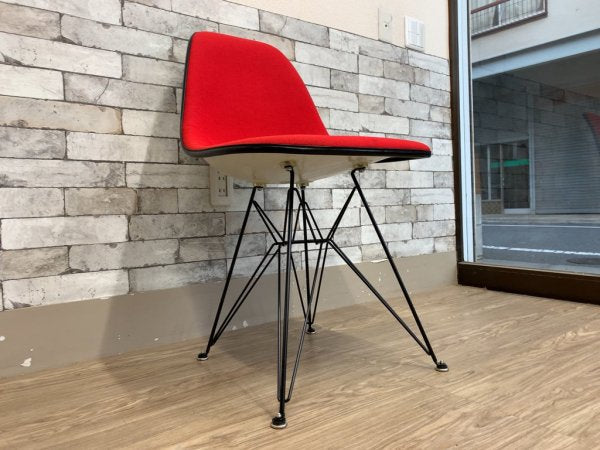 ハーマンミラー Herman Miller ビンテージ サイドシェルチェア エッフェルベース DSR ジラルド生地 Hopsak レッド M.F.S製 イームズ C ●