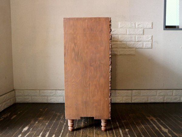 US ビンテージ シェルフ 彫刻 木彫り 2段 棚 ディスプレイラック キャビネット Cerote Antiques 取扱い ◎
