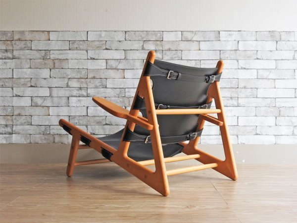 フレデリシア FREDERICIA ハンティングチェア Hunting Chair オーク材 ラッカー仕上げ レザー ブラック ラウンジチェア イージーチェア ボーエ・モーエンセン ●