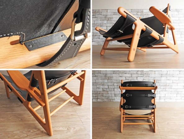 フレデリシア FREDERICIA ハンティングチェア Hunting Chair オーク材 ラッカー仕上げ レザー ブラック ラウンジチェア イージーチェア ボーエ・モーエンセン ●