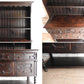 UK アンティーク オーク材 カップボード 食器棚 飾り棚 ツイストレッグ 英国家具 ビンテージ 上下分割可能 イギリス ブリティッシュ ●