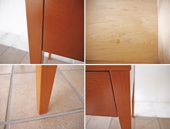 シンプルデザイン チェリー材 ナイトテーブル サイドテーブル 1ドロワー スモールサイドチェスト 幅40cm ◇
