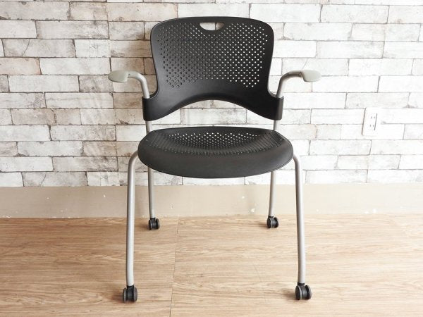 ハーマンミラー Herman Miller ケイパーチェア CAPER Chair フレックスネット スタッキングチェア キャスター付き ブラック ジェフ・ウェバー 定価約6万円 ●