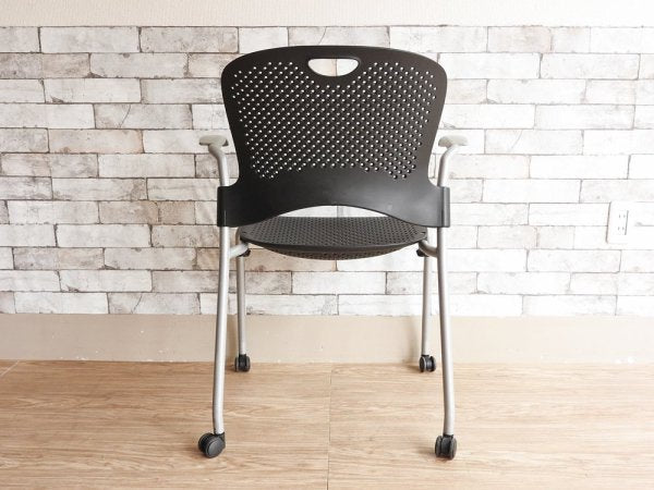 ハーマンミラー Herman Miller ケイパーチェア CAPER Chair フレックスネット スタッキングチェア キャスター付き ブラック ジェフ・ウェバー 定価約6万円 ●