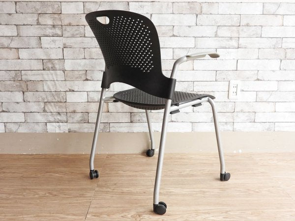 ハーマンミラー Herman Miller ケイパーチェア CAPER Chair フレックスネット スタッキングチェア キャスター付き ブラック ジェフ・ウェバー 定価約6万円 ●