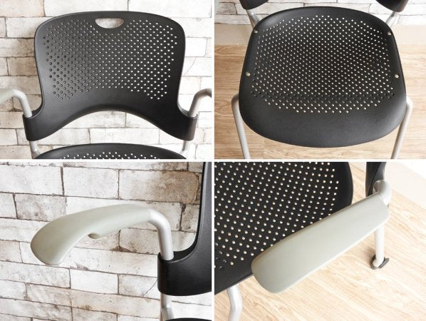 ハーマンミラー Herman Miller ケイパーチェア CAPER Chair フレックスネット スタッキングチェア キャスター付き ブラック ジェフ・ウェバー 定価約6万円 ●