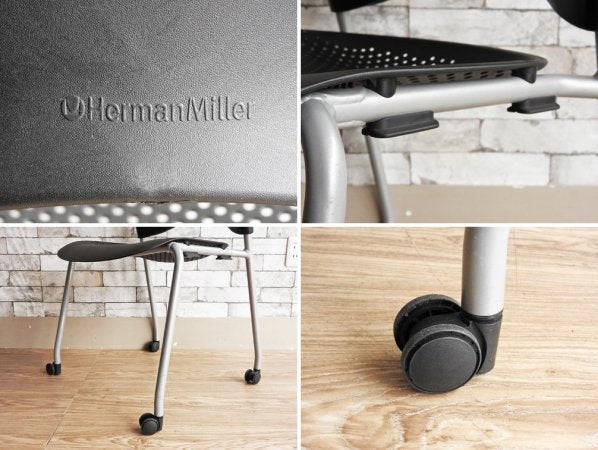 ハーマンミラー Herman Miller ケイパーチェア CAPER Chair フレックスネット スタッキングチェア キャスター付き ブラック ジェフ・ウェバー 定価約6万円 ●