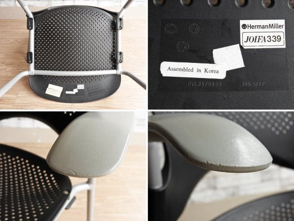 ハーマンミラー Herman Miller ケイパーチェア CAPER Chair フレックスネット スタッキングチェア キャスター付き ブラック ジェフ・ウェバー 定価約6万円 ●