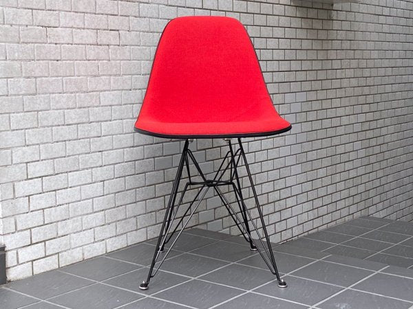 ハーマンミラー Herman Miller サイドシェルチェア ビンテージ FRP エッフェルベース 1stタイプ ジラルド生地 Hopsak レッド ファブリック C&R イームズ A ■