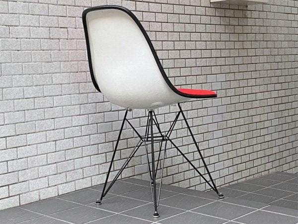 ハーマンミラー Herman Miller サイドシェルチェア ビンテージ FRP エッフェルベース 1stタイプ ジラルド生地 Hopsak レッド ファブリック C&R イームズ B ■