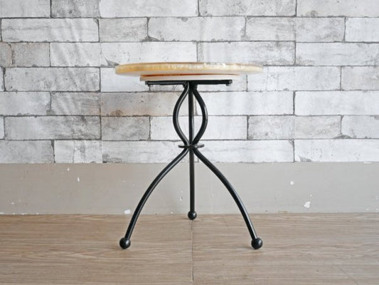樹脂天板 サイドテーブル 花台 ラウンド Φ33cm クラシカルデザイン ●