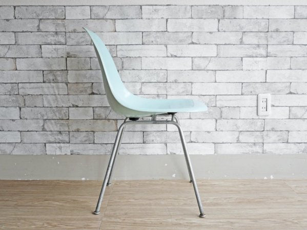 ハーマンミラー Herman Miller サイドシェルチェア ライトブルー 2nd ビンテージ Hベース C&R イームズ ミッドセンチュリー 希少 ●