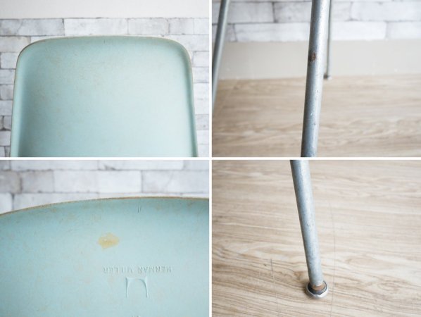 ハーマンミラー Herman Miller サイドシェルチェア ライトブルー 2nd ビンテージ Hベース C&R イームズ ミッドセンチュリー 希少 ●