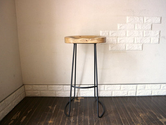 ダブルティー WTW マーベリックス バースツール MARVERICKS BAR STOOL シーシャムウッド 無垢集成材×スチール 天然木 工業系 A ◎