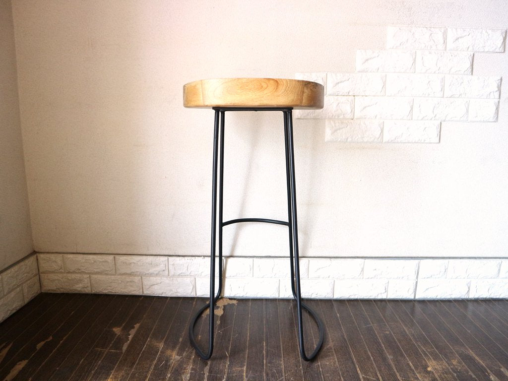 ダブルティー WTW マーベリックス バースツール MARVERICKS BAR STOOL シーシャムウッド 無垢集成材×スチール 天然木 工業系 A ◎