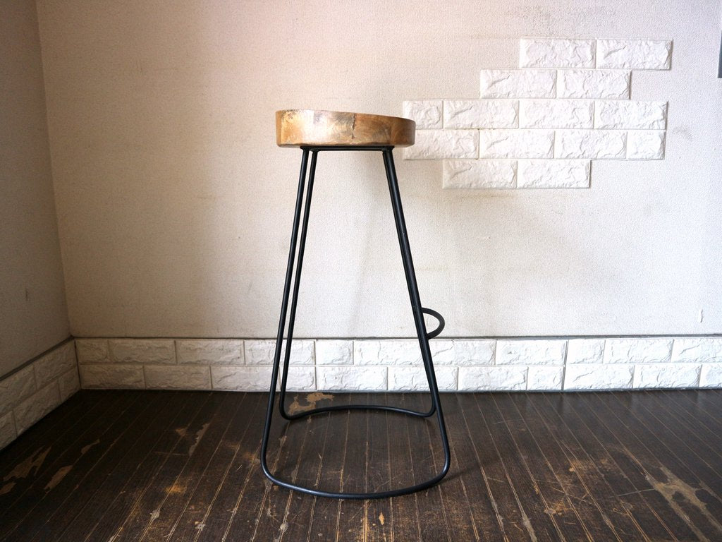 ダブルティー WTW マーベリックス バースツール MARVERICKS BAR STOOL シーシャムウッド 無垢集成材×スチール 天然木 工業系 A ◎