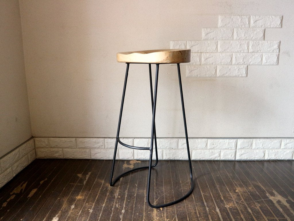 ダブルティー WTW マーベリックス バースツール MARVERICKS BAR STOOL シーシャムウッド 無垢集成材×スチール 天然木 工業系 B ◎