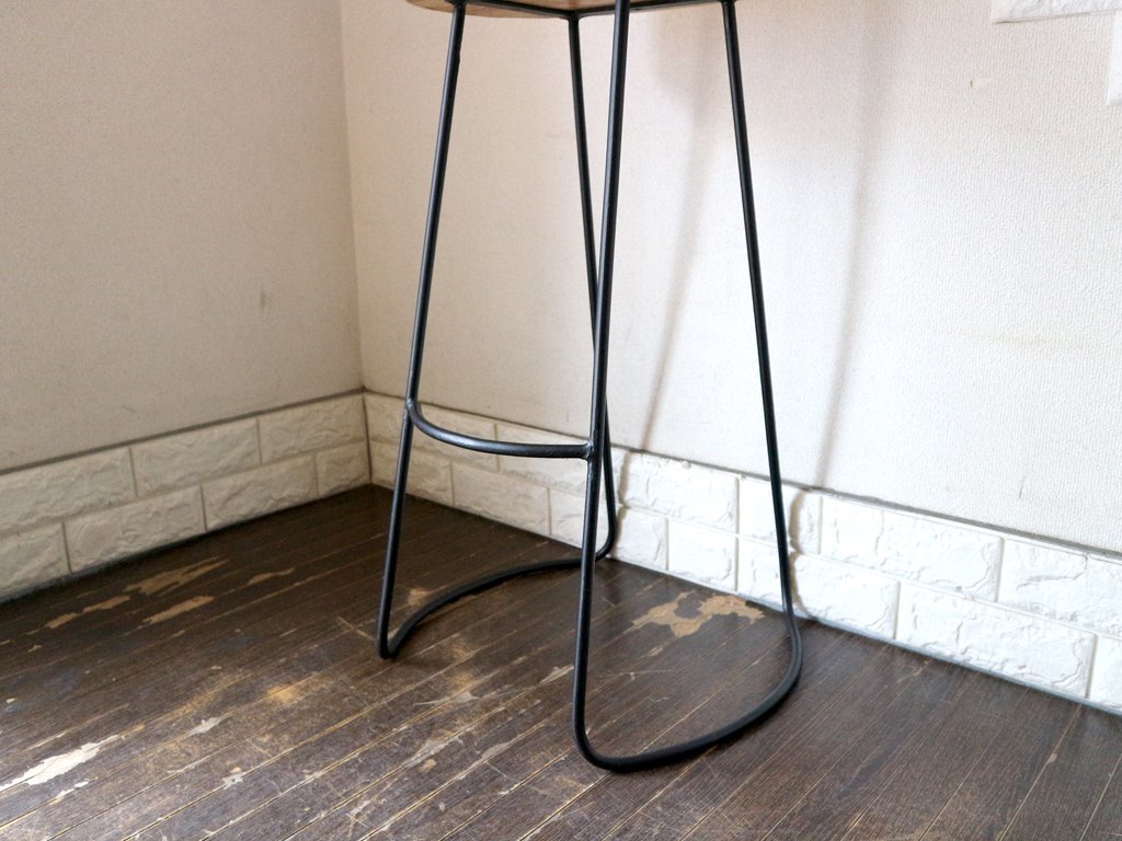 ダブルティー WTW マーベリックス バースツール MARVERICKS BAR STOOL シーシャムウッド 無垢集成材×スチール 天然木 工業系 B ◎