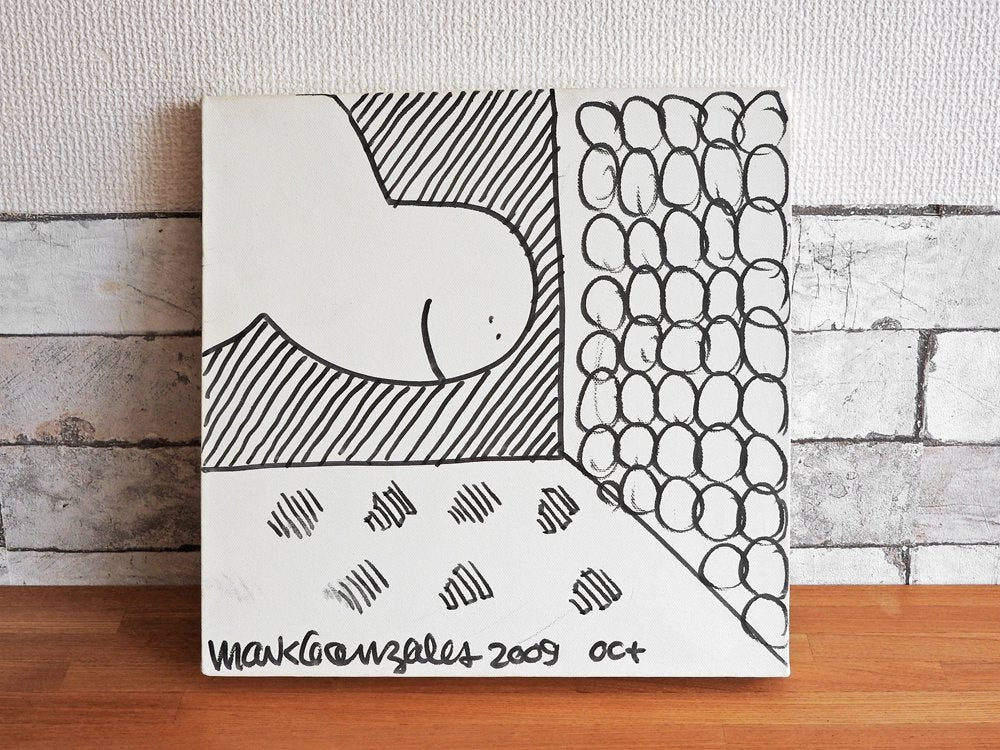 マーク・ゴンザレス Mark Gonzales 直筆 パネルアート 30×30cm キャンバスアート ウォールアート インテリア 2009年 入手困難 希少 ●