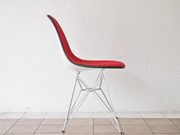 ハーマンミラー Herman Miller サイドシェルチェア ビンテージ FRP エッフェルベース 1stタイプ ジラルド生地 Hopsak レッド ファブリック C&R イームズ A ◇