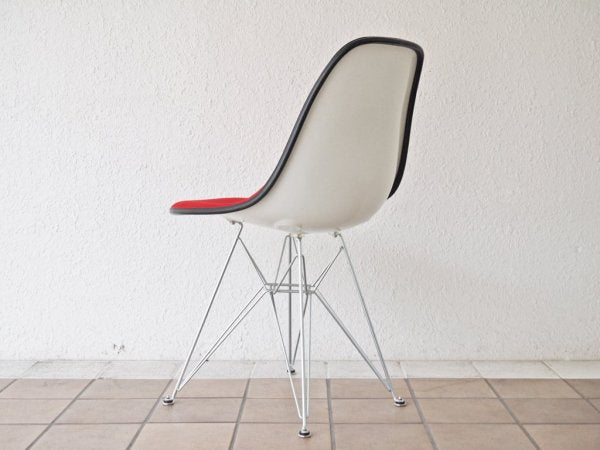 ハーマンミラー Herman Miller サイドシェルチェア ビンテージ FRP エッフェルベース 1stタイプ ジラルド生地 Hopsak レッド ファブリック C&R イームズ A ◇