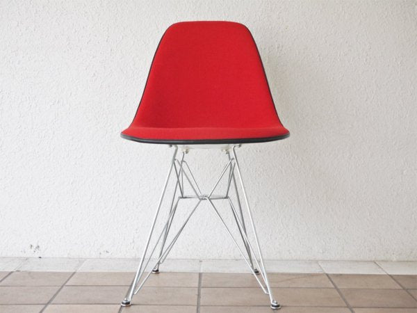 ハーマンミラー Herman Miller サイドシェルチェア ビンテージ FRP エッフェルベース 1stタイプ ジラルド生地 Hopsak レッド ファブリック C&R イームズ B ◇