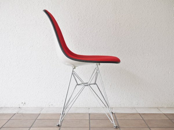 ハーマンミラー Herman Miller サイドシェルチェア ビンテージ FRP エッフェルベース 1stタイプ ジラルド生地 Hopsak レッド ファブリック C&R イームズ B ◇