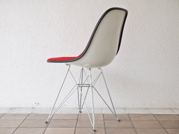 ハーマンミラー Herman Miller サイドシェルチェア ビンテージ FRP エッフェルベース 1stタイプ ジラルド生地 Hopsak レッド ファブリック C&R イームズ B ◇