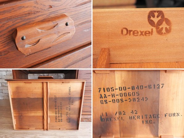 ドレクセルヘリテイジ Drexel Heritage オーク材 片袖デスク USビンテージ 米軍家具 希少モデル ●