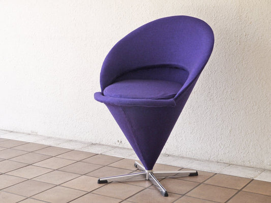 デンマーク Nehl ビンテージ コーンチェア Cone Chair パープル ヴェルナー・パントン Verner Panton ファブリック張替え済 名作チェア ◇