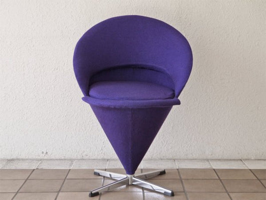 デンマーク Nehl ビンテージ コーンチェア Cone Chair パープル ヴェルナー・パントン Verner Panton ファブリック張替え済 名作チェア ◇