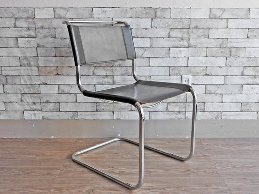 トーネット THONET S33 サイドチェア ブラックレザー ダイニングチェア バウハウス BAUHAUS マルト・スタム Mart Stam モダンデザイン 定価188,100円 A ●