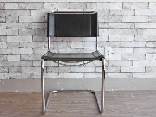 トーネット THONET S33 サイドチェア ブラックレザー ダイニングチェア バウハウス BAUHAUS マルト・スタム Mart Stam モダンデザイン 定価188,100円 A ●