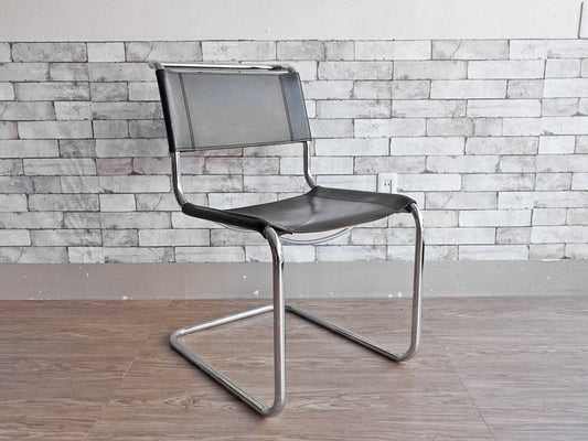 トーネット THONET S33 サイドチェア ブラックレザー ダイニングチェア バウハウス BAUHAUS マルト・スタム Mart Stam モダンデザイン 定価188,100円 B ●