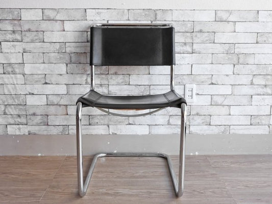 トーネット THONET S33 サイドチェア ブラックレザー ダイニングチェア バウハウス BAUHAUS マルト・スタム Mart Stam モダンデザイン 定価188,100円 B ●