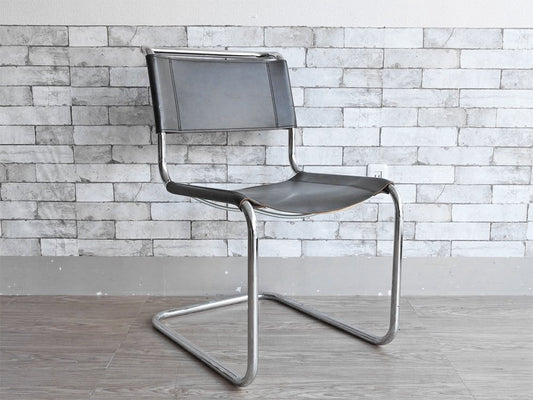 トーネット THONET S33 サイドチェア ブラックレザー ダイニングチェア バウハウス BAUHAUS マルト・スタム Mart Stam モダンデザイン 定価188,100円 C ●