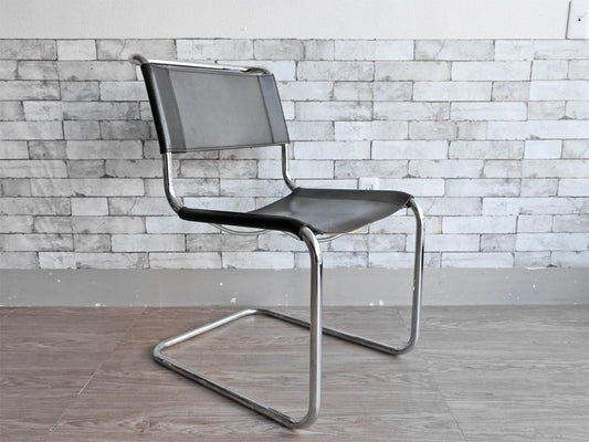 トーネット THONET S33 サイドチェア ブラックレザー ダイニングチェア バウハウス BAUHAUS マルト・スタム Mart Stam モダンデザイン 定価188,100円 D ●