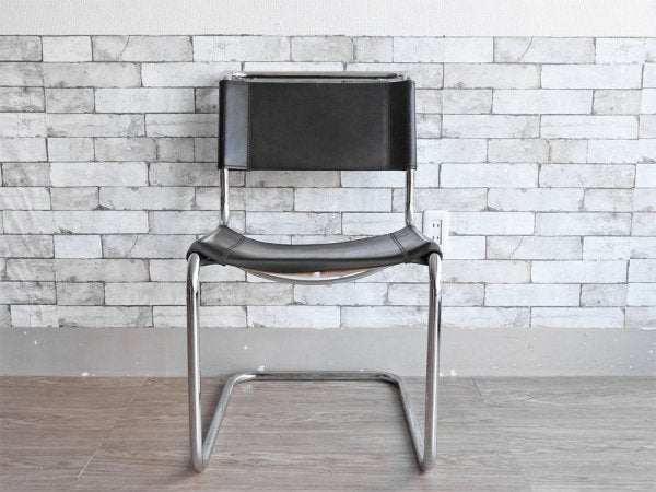 トーネット THONET S33 サイドチェア ブラックレザー ダイニングチェア バウハウス BAUHAUS マルト・スタム Mart Stam モダンデザイン 定価188,100円 D ●