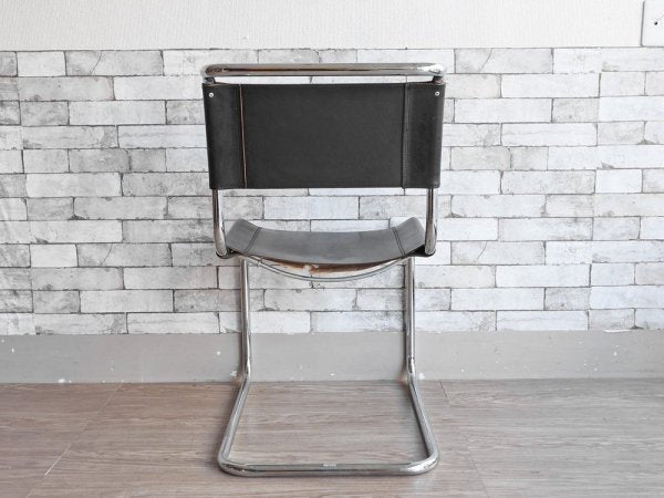 トーネット THONET S33 サイドチェア ブラックレザー ダイニングチェア バウハウス BAUHAUS マルト・スタム Mart Stam モダンデザイン 定価188,100円 D ●