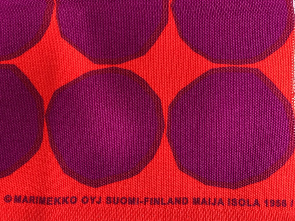 マリメッコ marimekko キヴェット KIVET 端切れ ハギレ コットン キャンバス 生地 オレンジ ドット マイヤ・イソラ 未使用 北欧雑貨 ■