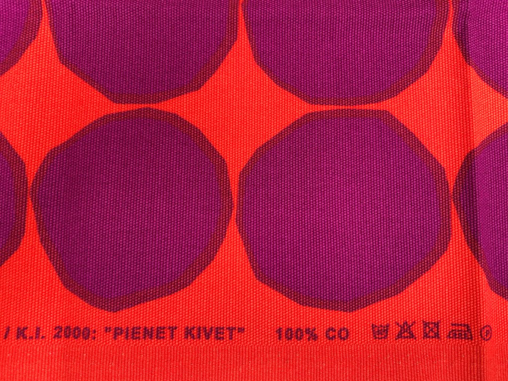 マリメッコ marimekko キヴェット KIVET 端切れ ハギレ コットン キャンバス 生地 オレンジ ドット マイヤ・イソラ 未使用 北欧雑貨 ■