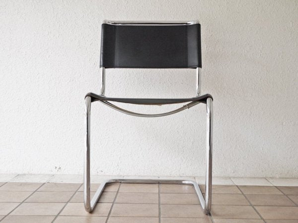 トーネット THONET S33 サイドチェア ブラックレザー カンティレバーチェア バウハウス BAUHAUS マルト・スタム Mart Stam モダンデザイン 定価188,100円 A ◇