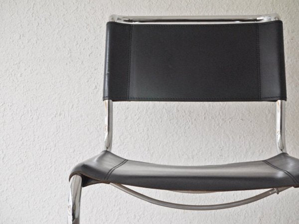 トーネット THONET S33 サイドチェア ブラックレザー カンティレバーチェア バウハウス BAUHAUS マルト・スタム Mart Stam モダンデザイン 定価188,100円 A ◇