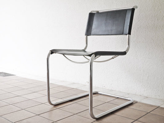 トーネット THONET S33 サイドチェア ブラックレザー カンティレバーチェア バウハウス BAUHAUS マルト・スタム Mart Stam モダンデザイン 定価188,100円 B ◇